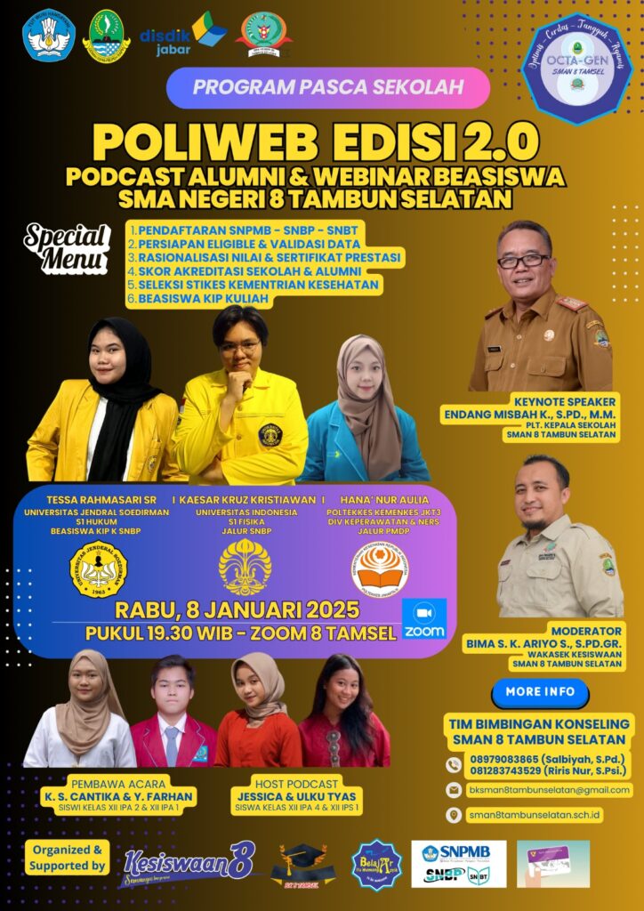 PLOWEB EDISI 2.0 PODCAST ALUMNI & WEBINAR BEASISWA SMA NEGERI 8 TAMBUN SELATAN