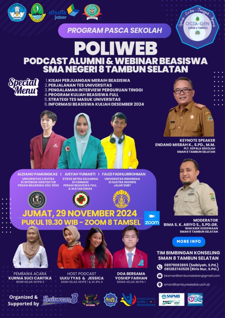 POLIWEB PODCAST ALKUMNI & WEBINAR BEASISWA SMA NEGERI 8 TAMBUN SELATAN